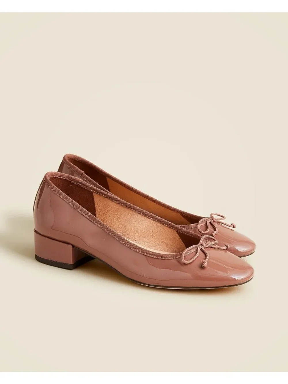 J. Crew Women's Teagan Ballet Pumps Size 10 1/2 Patent Leather Taupe Brown NWOB